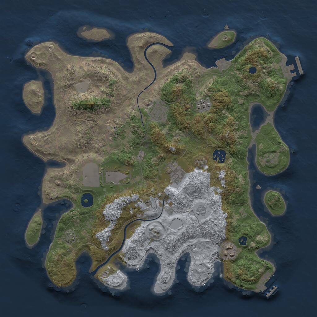 Rust Map: Procedural Map, Size: 3500, Seed: 6266653, 13 Monuments