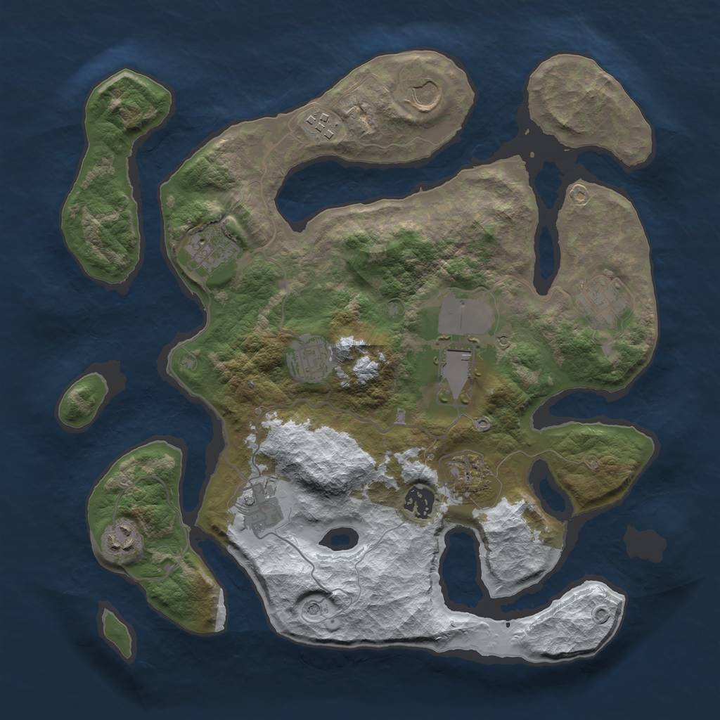 Rust Map: Barren, Size: 3500, Seed: 4721703, 13 Monuments