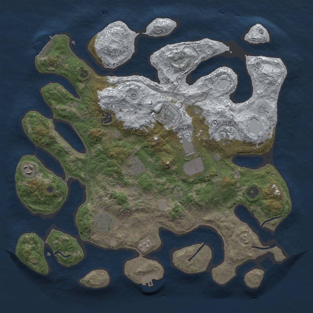 Rust Map: Procedural Map, Size: 4000, Seed: 693256, 17 Monuments