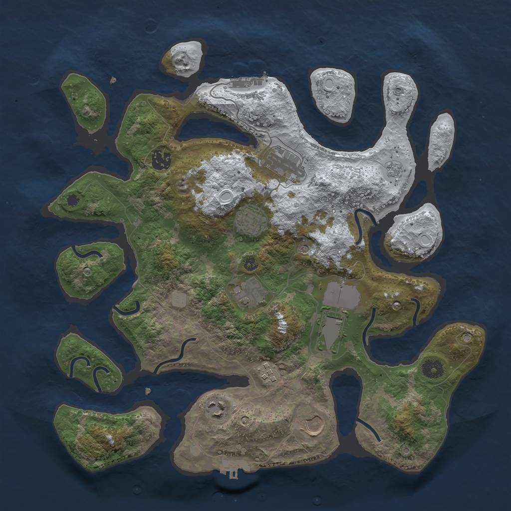 Rust Map: Procedural Map, Size: 3750, Seed: 519275797, 17 Monuments