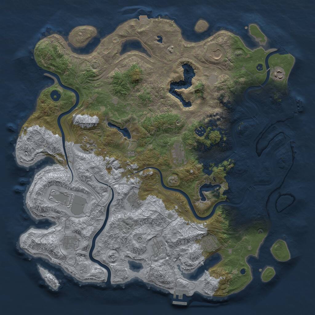 Rust Map: Procedural Map, Size: 4500, Seed: 3672557, 17 Monuments