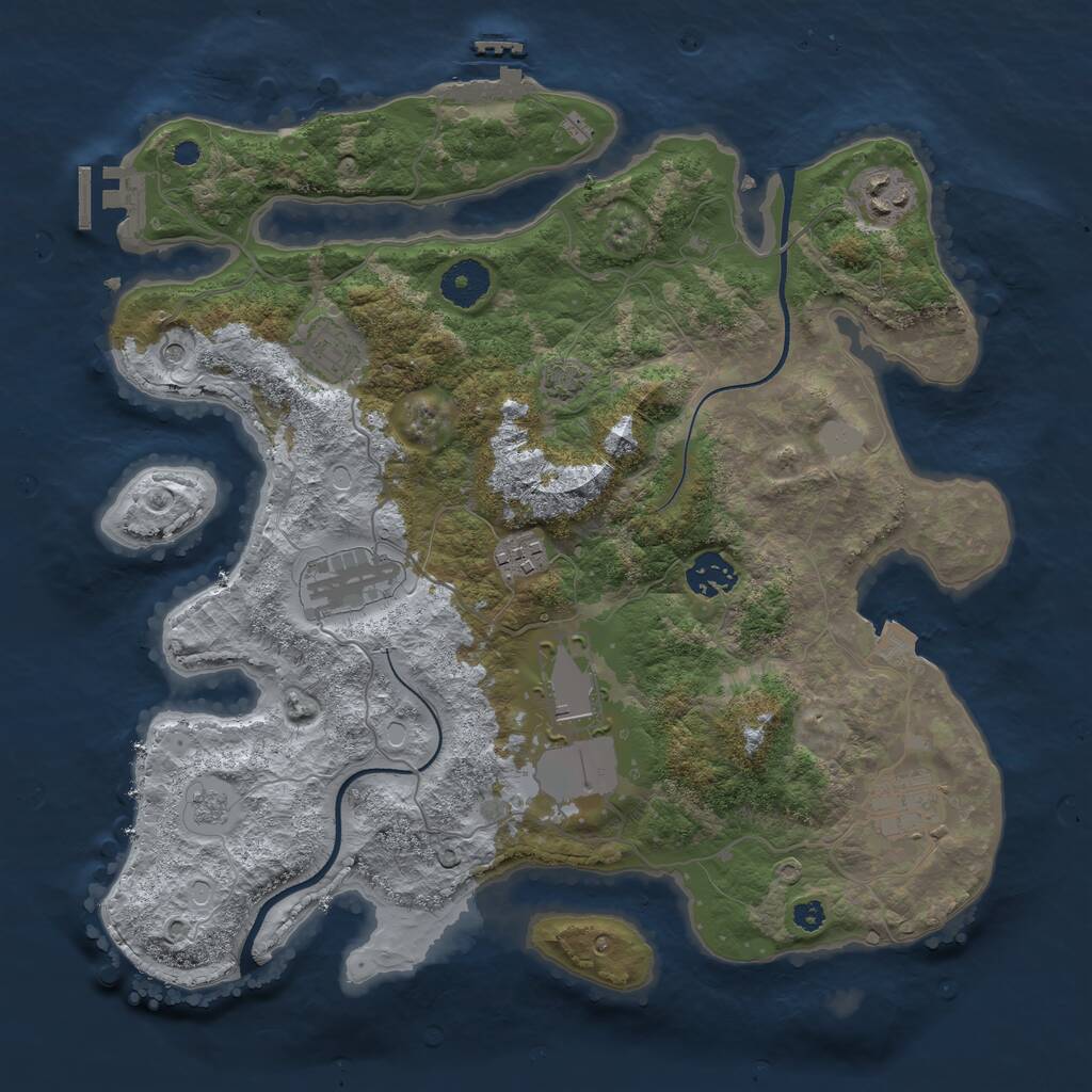Rust Map: Procedural Map, Size: 3500, Seed: 6170437, 13 Monuments