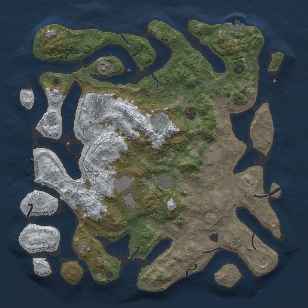 Rust Map: Procedural Map, Size: 4500, Seed: 873898, 18 Monuments