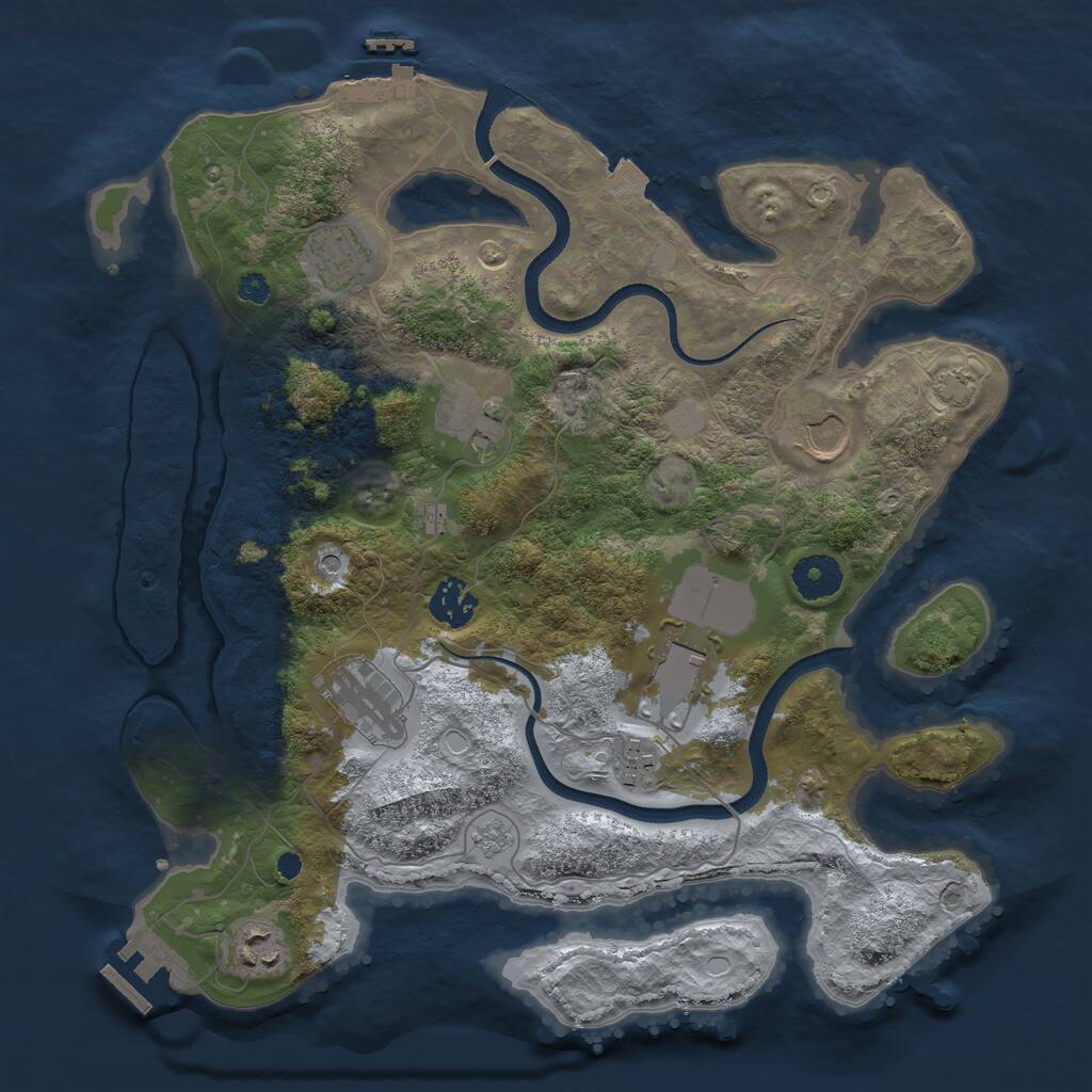 Rust Map: Procedural Map, Size: 3500, Seed: 605170, 14 Monuments