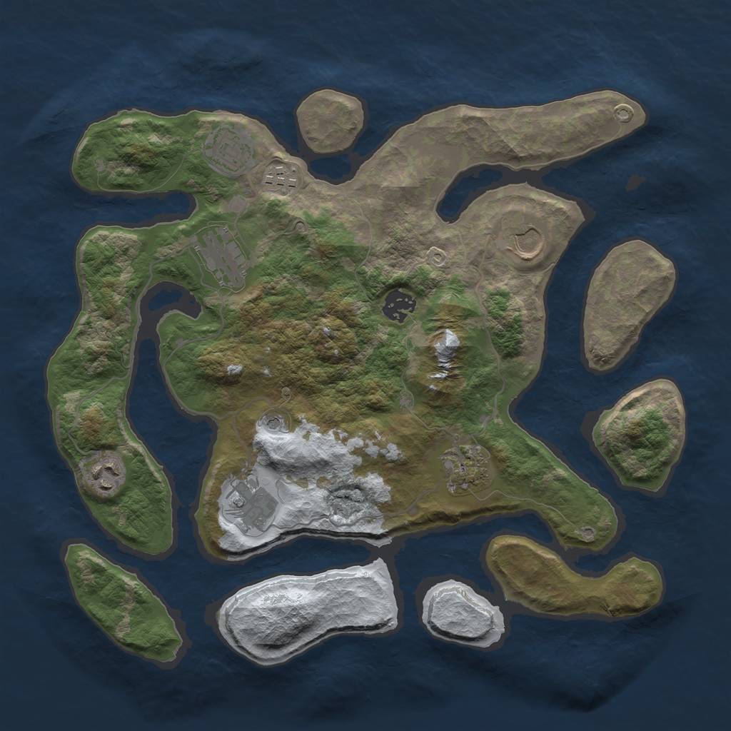 Rust Map: Barren, Size: 3500, Seed: 5685838, 11 Monuments