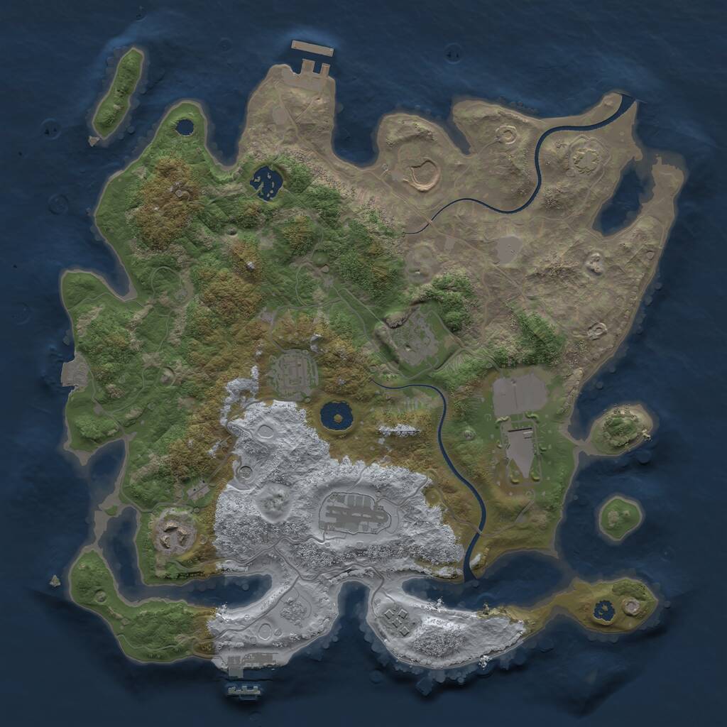 Rust Map: Procedural Map, Size: 3500, Seed: 3740899, 14 Monuments