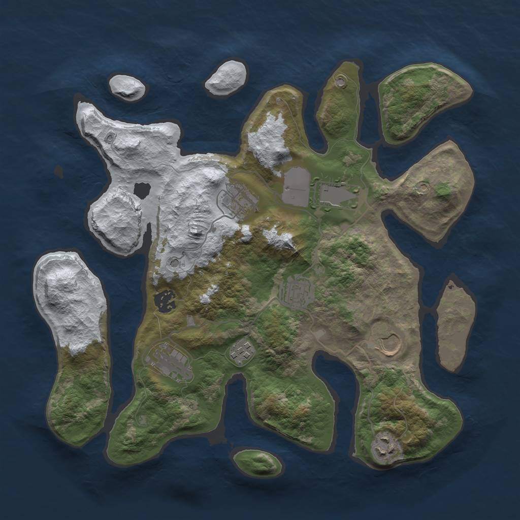 Rust Map: Barren, Size: 3500, Seed: 627157, 11 Monuments