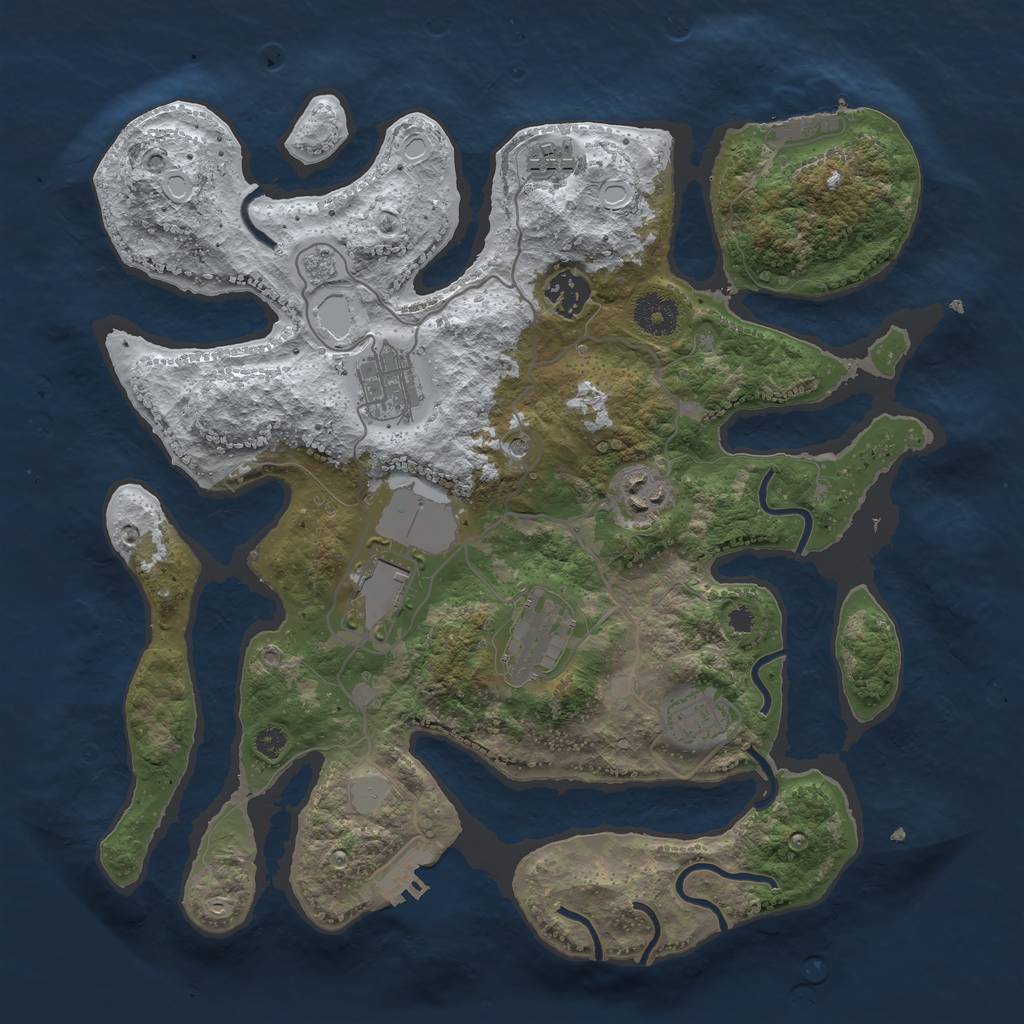 Rust Map: Procedural Map, Size: 3500, Seed: 2141417, 16 Monuments
