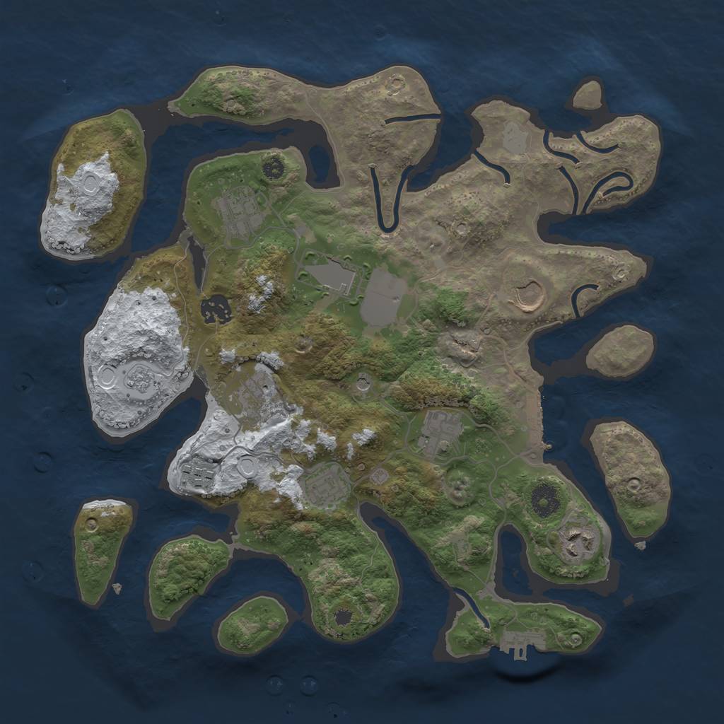 Rust Map: Procedural Map, Size: 3500, Seed: 1210083, 18 Monuments