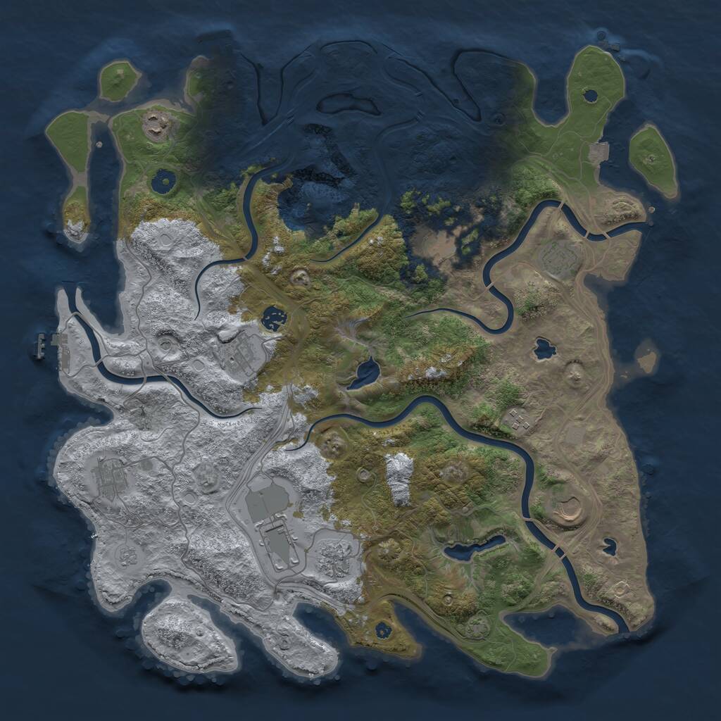 Rust Map: Procedural Map, Size: 4500, Seed: 4153165, 16 Monuments