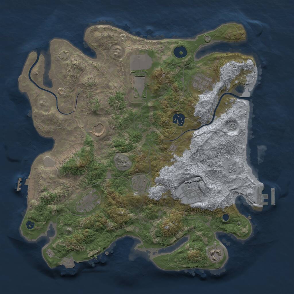 Rust Map: Procedural Map, Size: 3500, Seed: 420886, 14 Monuments