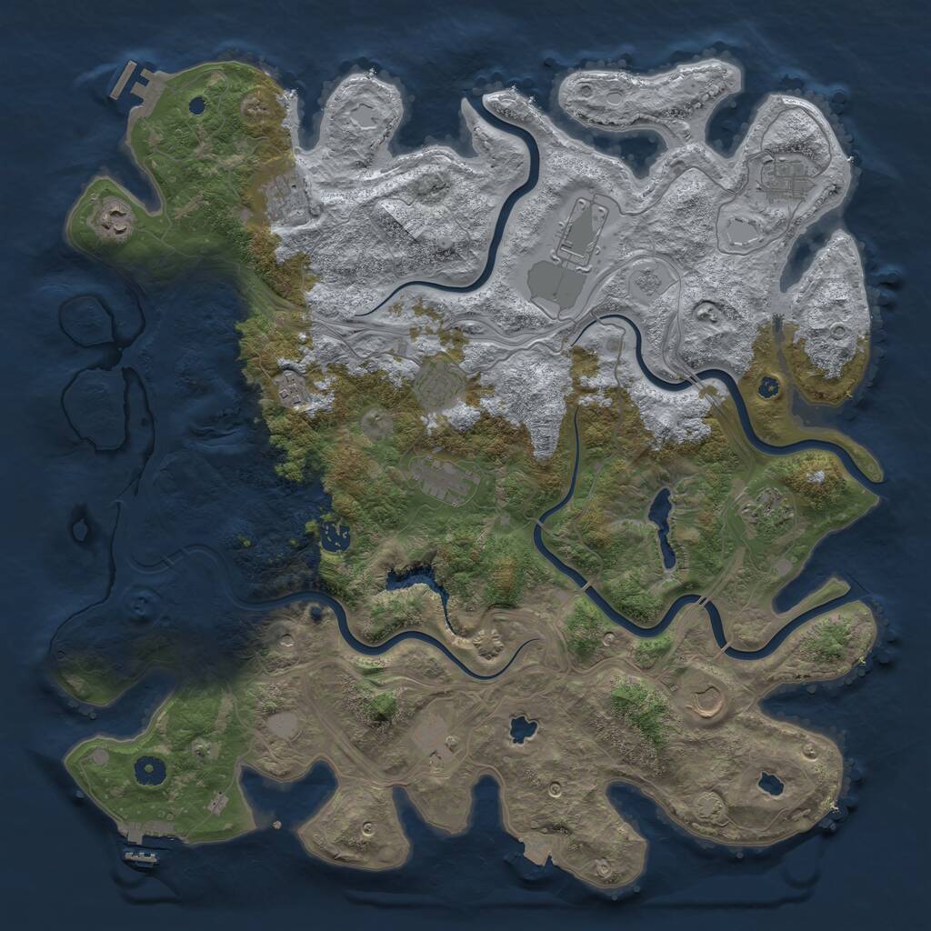 Rust Map: Procedural Map, Size: 4500, Seed: 6261574, 17 Monuments