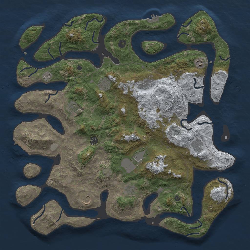 Rust Map: Procedural Map, Size: 4500, Seed: 4239665, 19 Monuments