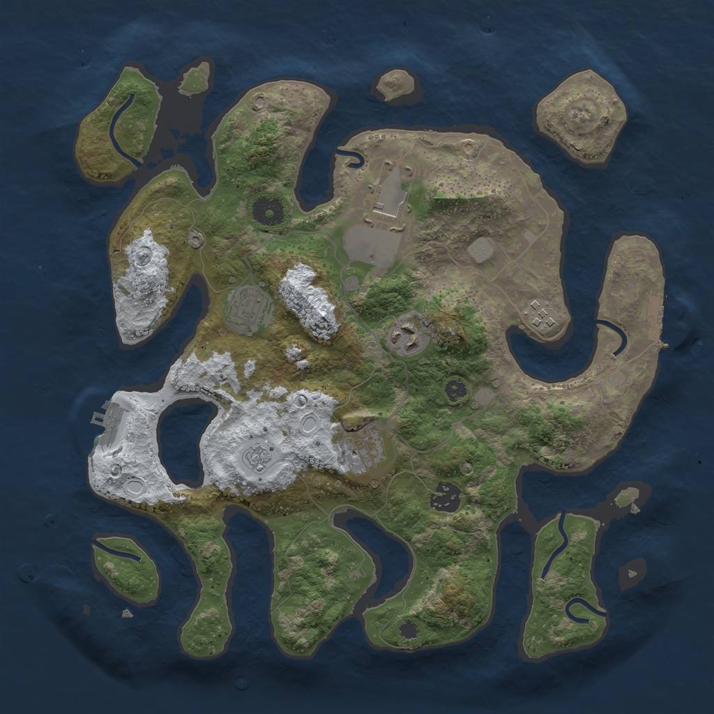 Rust Map: Procedural Map, Size: 3500, Seed: 3673617, 14 Monuments
