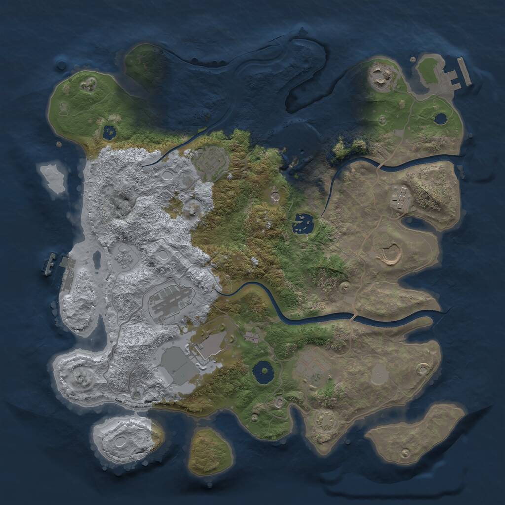 Rust Map: Procedural Map, Size: 3500, Seed: 2245067, 15 Monuments