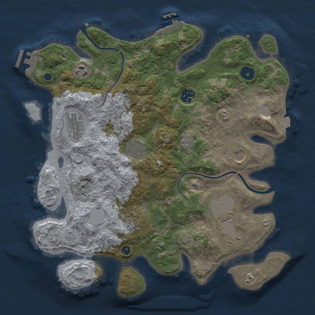 Rust Map: Procedural Map, Size: 3500, Seed: 2245067, 14 Monuments