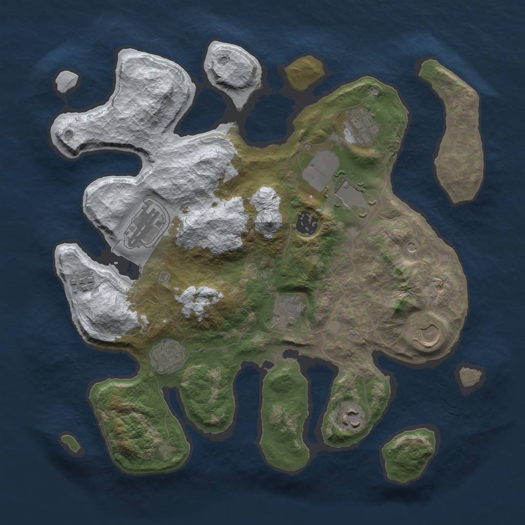 Rust Map: Barren, Size: 3500, Seed: 5017905, 12 Monuments