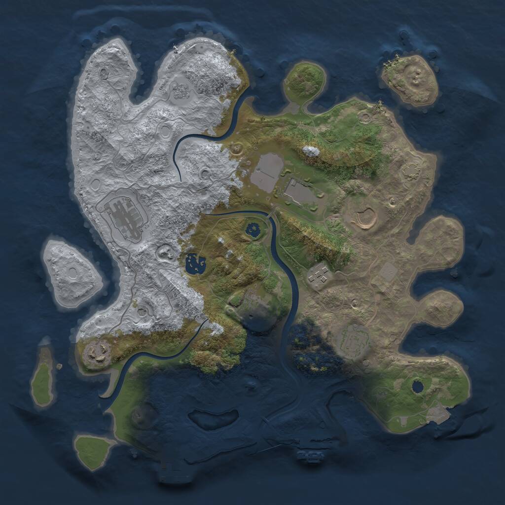 Rust Map: Procedural Map, Size: 3500, Seed: 3102817, 14 Monuments