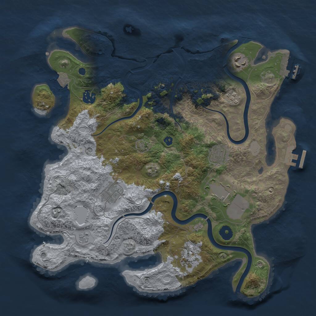 Rust Map: Procedural Map, Size: 3500, Seed: 715267, 13 Monuments