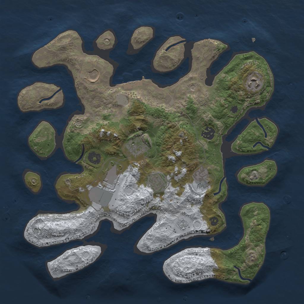 Rust Map: Procedural Map, Size: 3500, Seed: 3966390, 15 Monuments