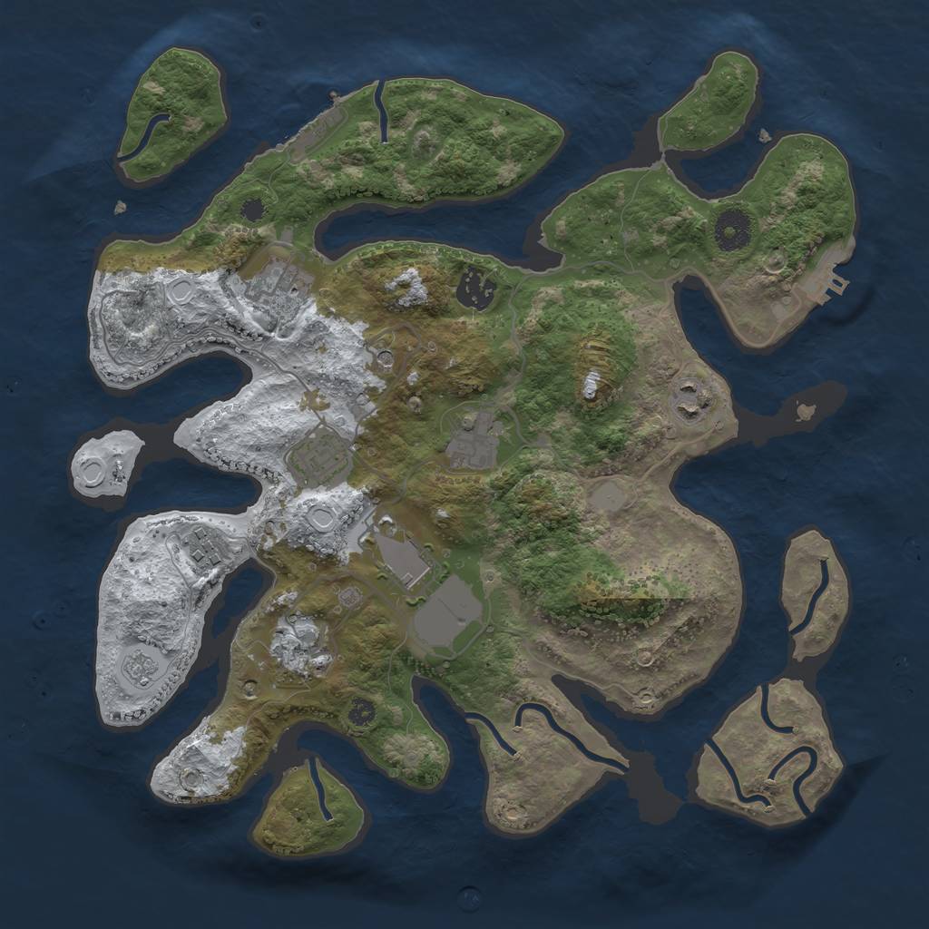 Rust Map: Procedural Map, Size: 3500, Seed: 4152822, 17 Monuments