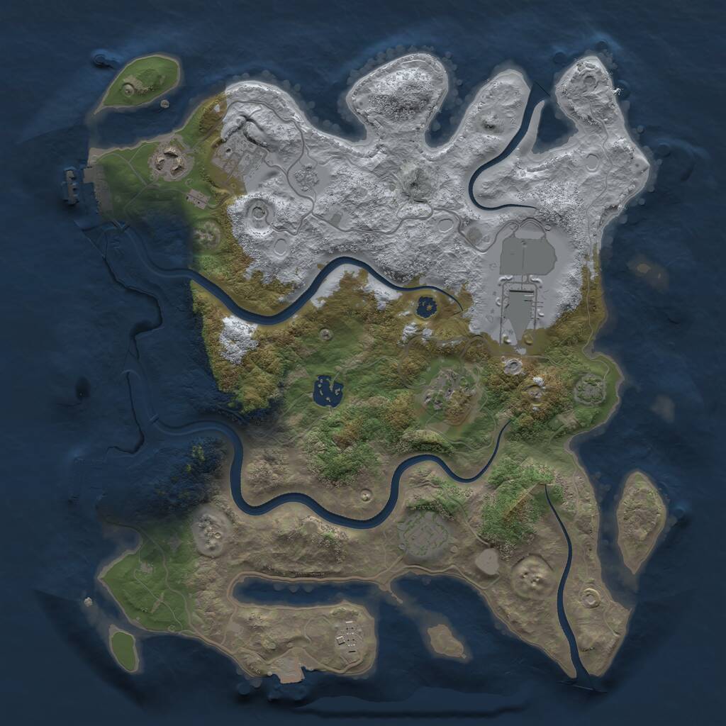 Rust Map: Procedural Map, Size: 3500, Seed: 2758677, 13 Monuments