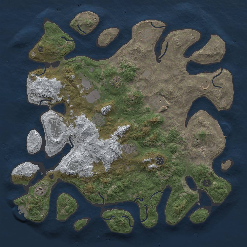 Rust Map: Procedural Map, Size: 4500, Seed: 2209907, 20 Monuments