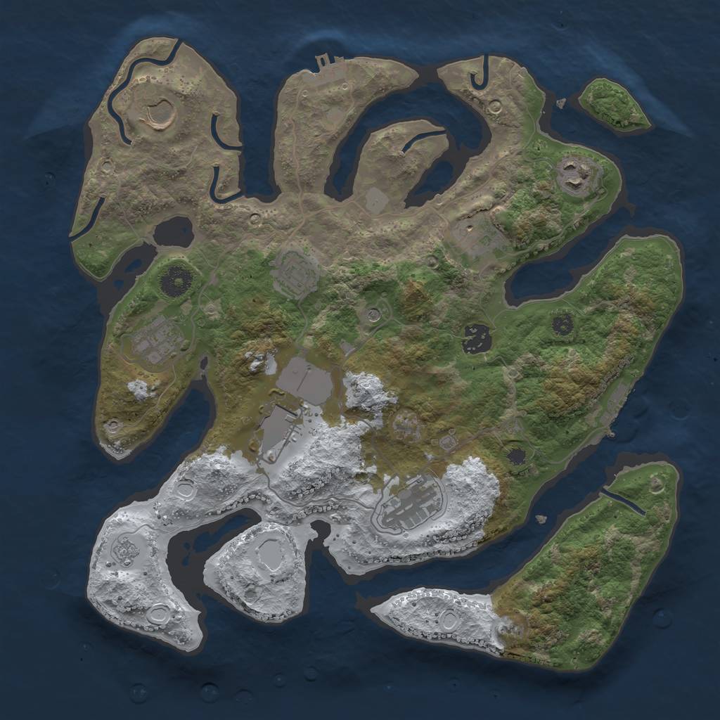 Rust Map: Procedural Map, Size: 3500, Seed: 4181196, 17 Monuments