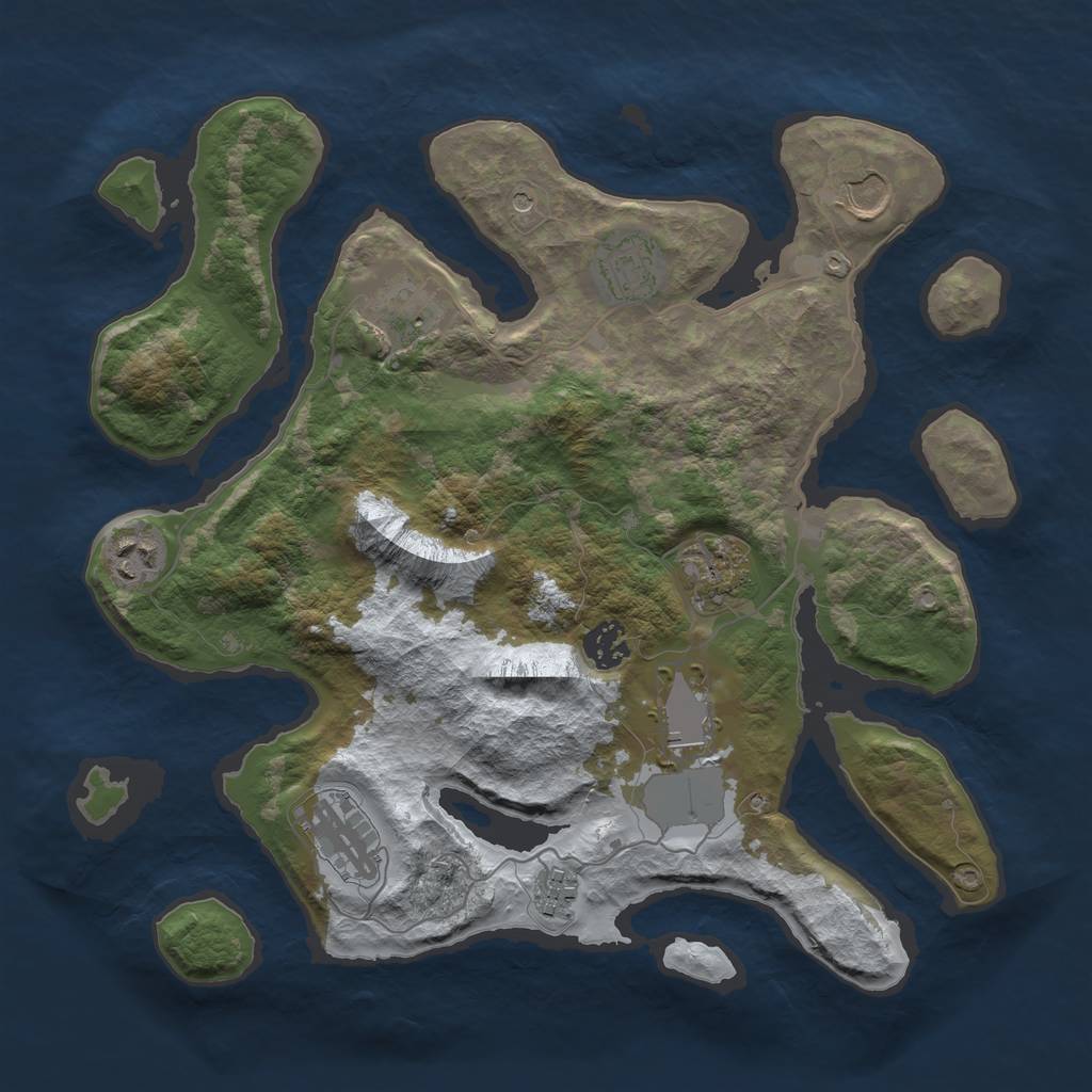 Rust Map: Barren, Size: 3500, Seed: 5162826, 12 Monuments