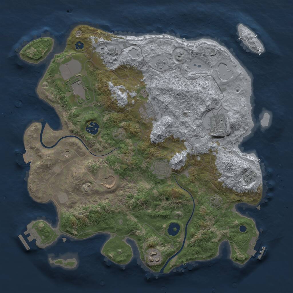 Rust Map: Procedural Map, Size: 3500, Seed: 1341373630, 15 Monuments