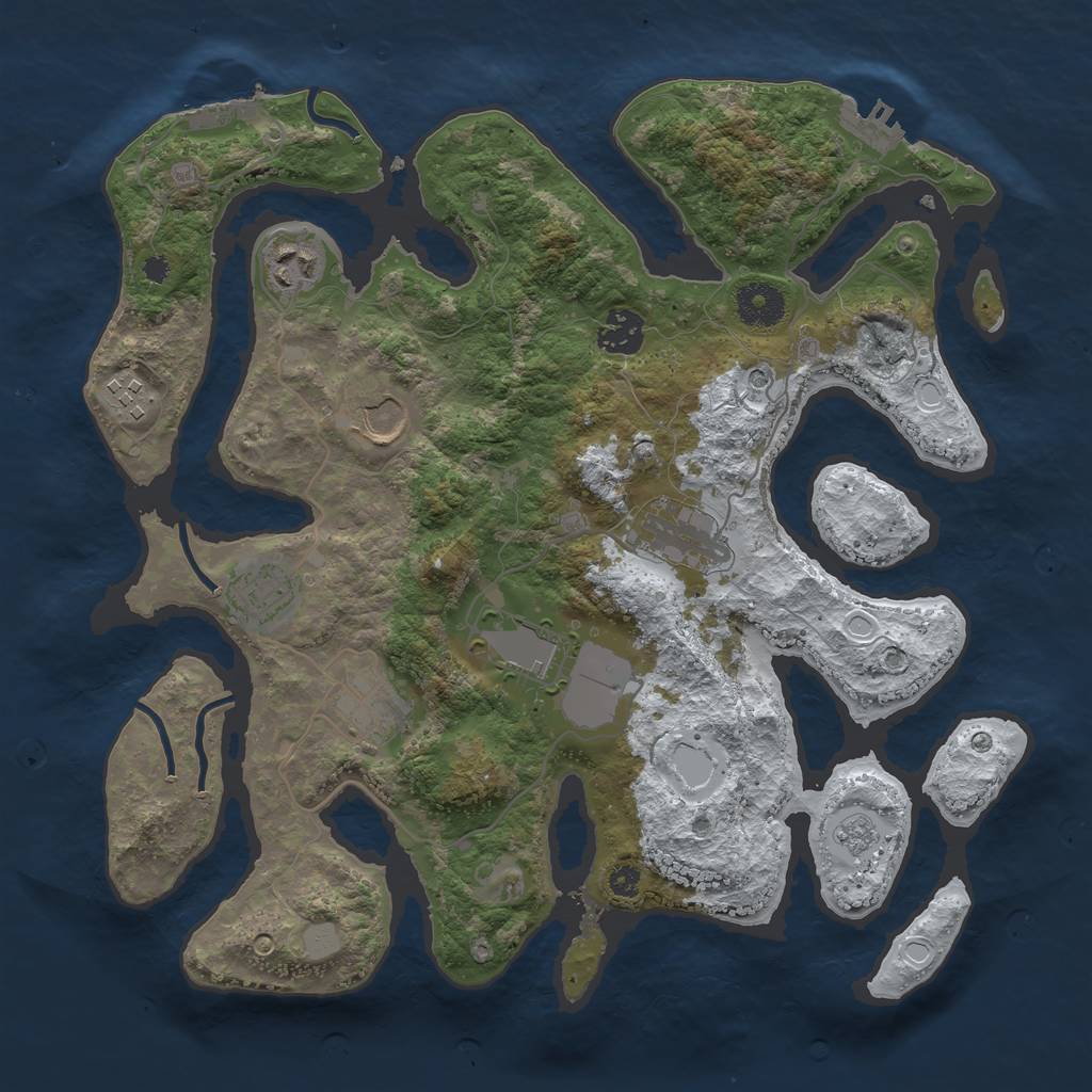 Rust Map: Procedural Map, Size: 3500, Seed: 4112005, 17 Monuments
