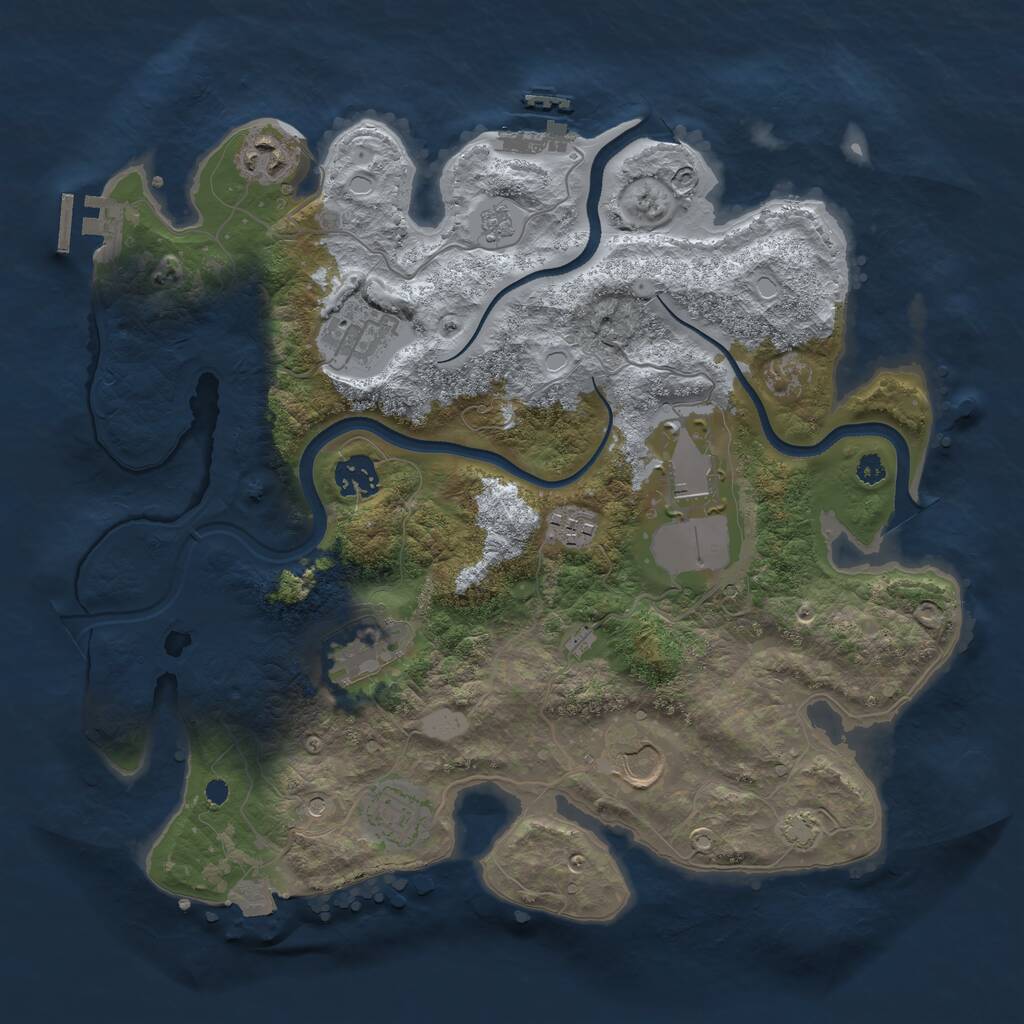 Rust Map: Procedural Map, Size: 3500, Seed: 6395638, 14 Monuments