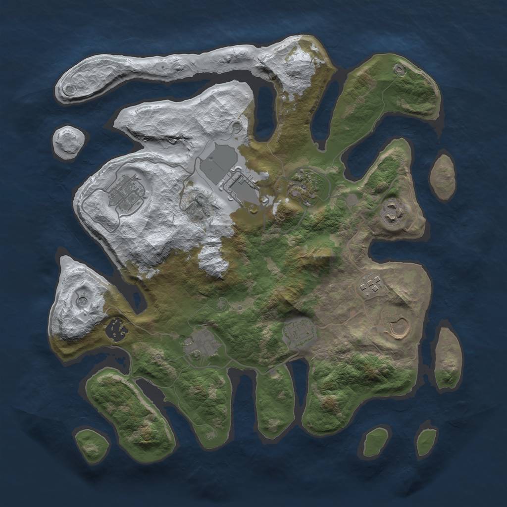 Rust Map: Barren, Size: 3500, Seed: 4746402, 12 Monuments