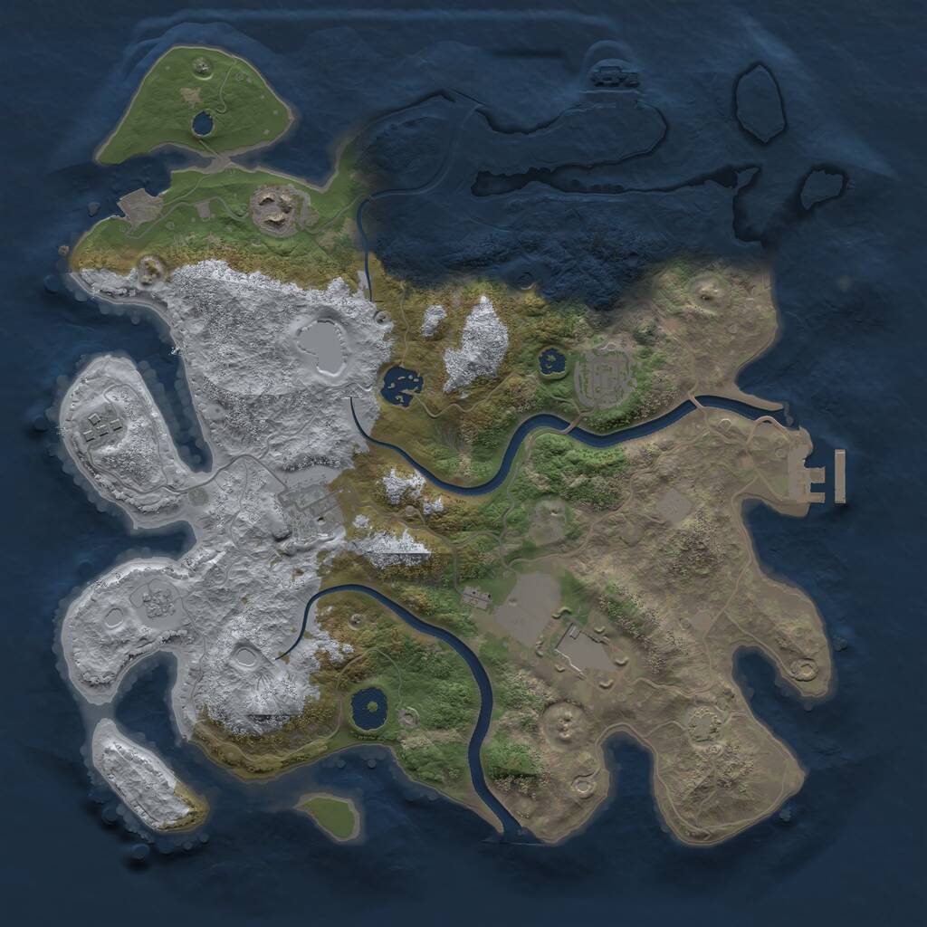 Rust Map: Procedural Map, Size: 3500, Seed: 452741, 12 Monuments