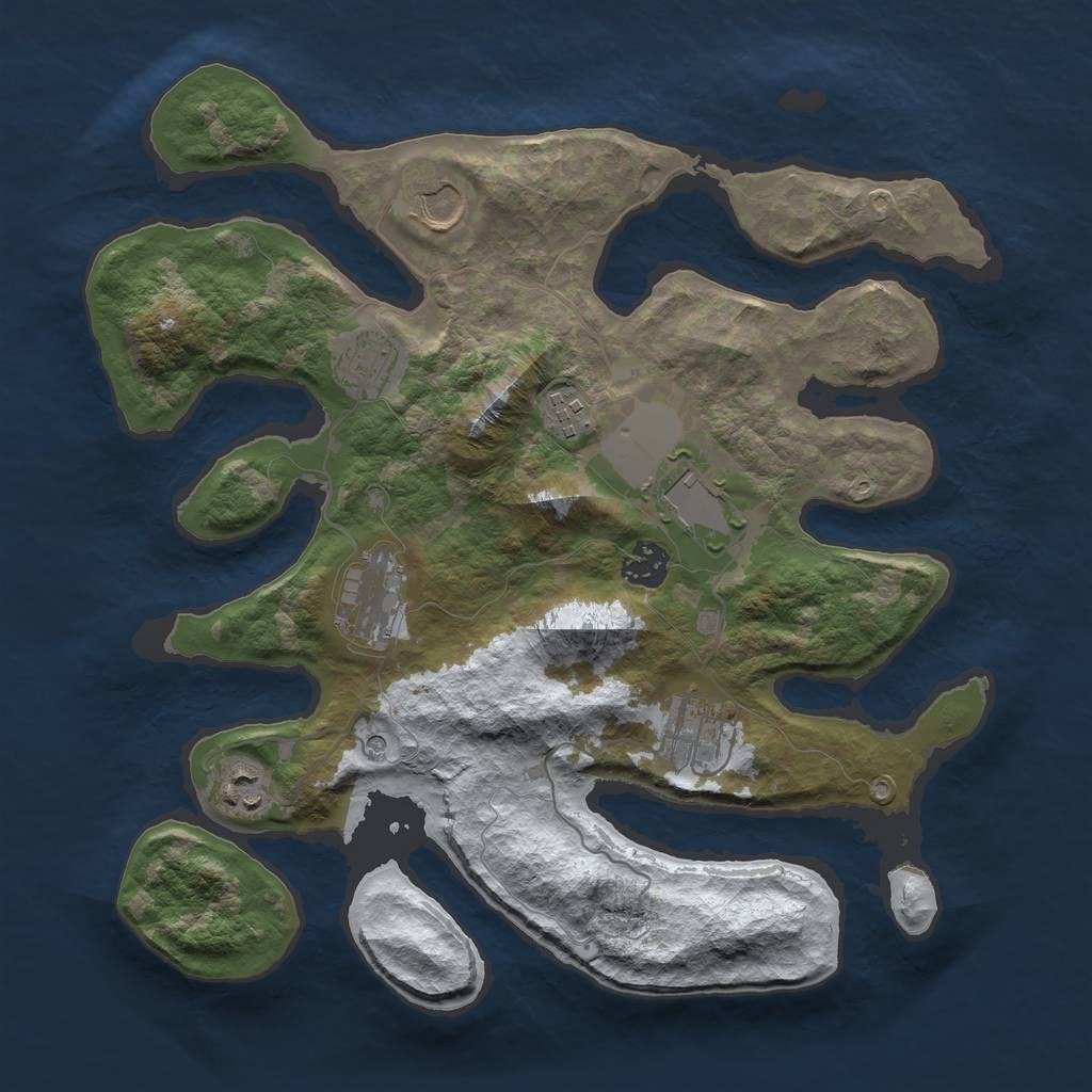 Rust Map: Barren, Size: 3500, Seed: 4698890, 11 Monuments