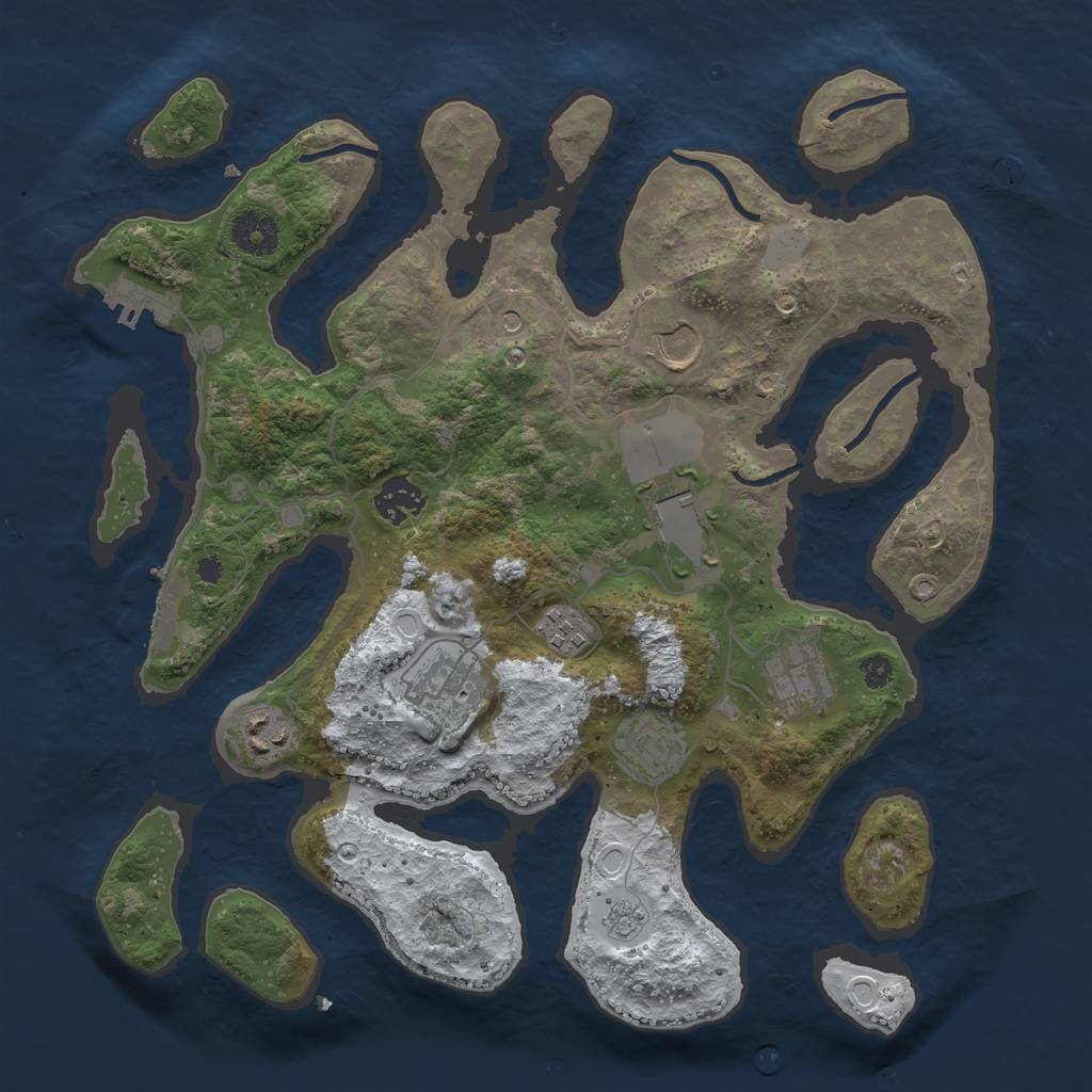 Rust Map: Procedural Map, Size: 3500, Seed: 2886309, 17 Monuments