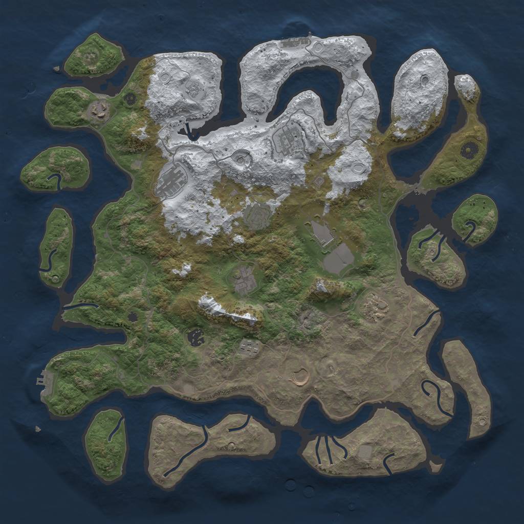 Rust Map: Procedural Map, Size: 4500, Seed: 2393953, 19 Monuments