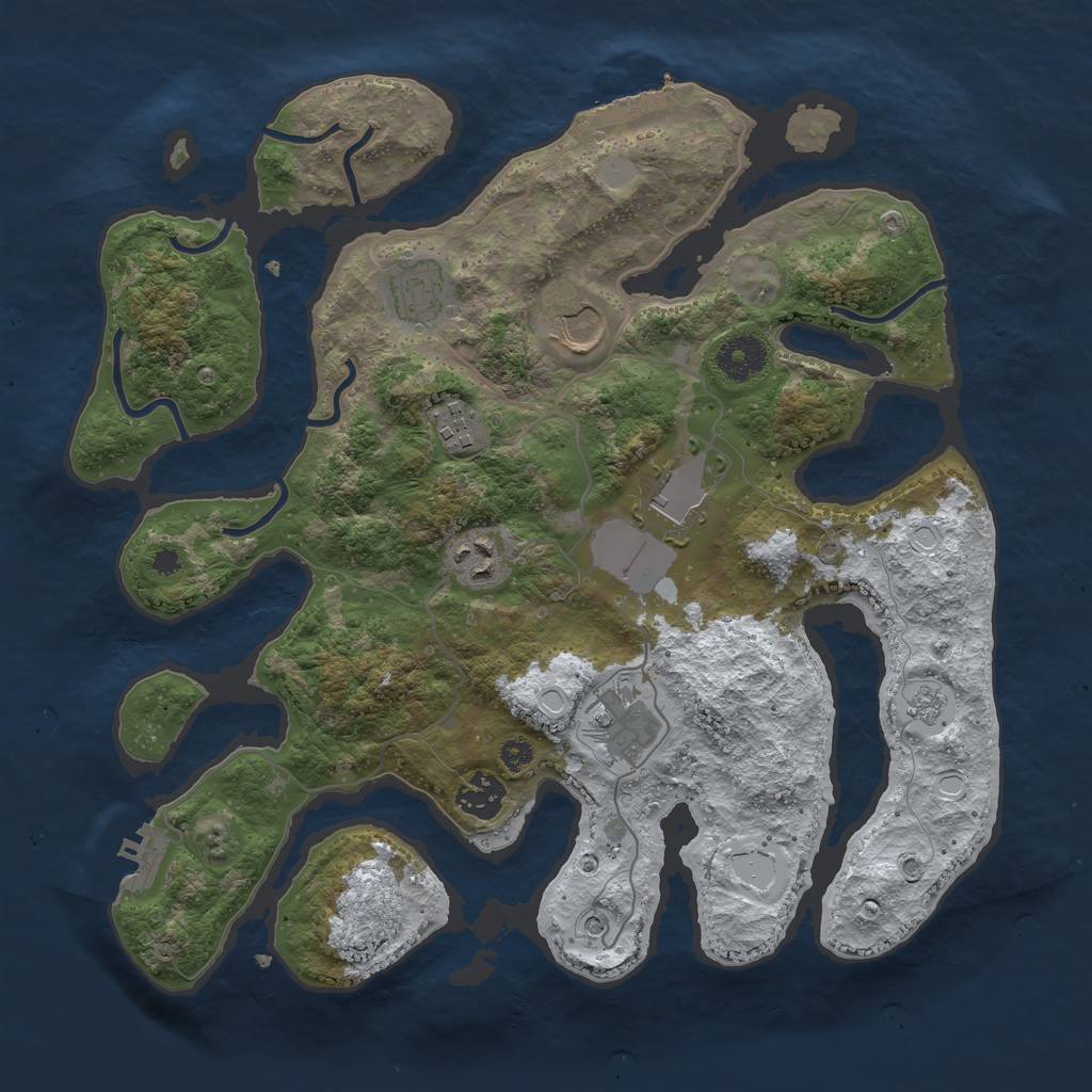 Rust Map: Procedural Map, Size: 3500, Seed: 4471254, 16 Monuments