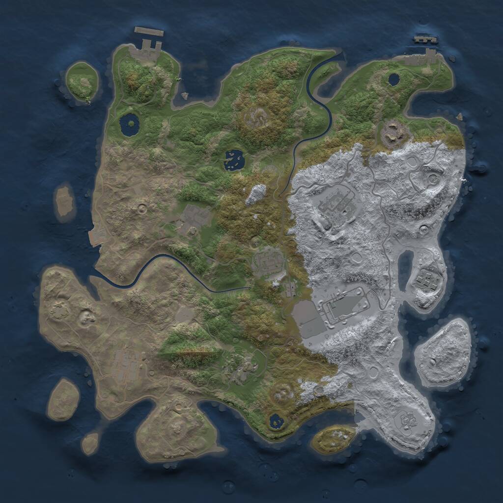 Rust Map: Procedural Map, Size: 3500, Seed: 1053890, 15 Monuments