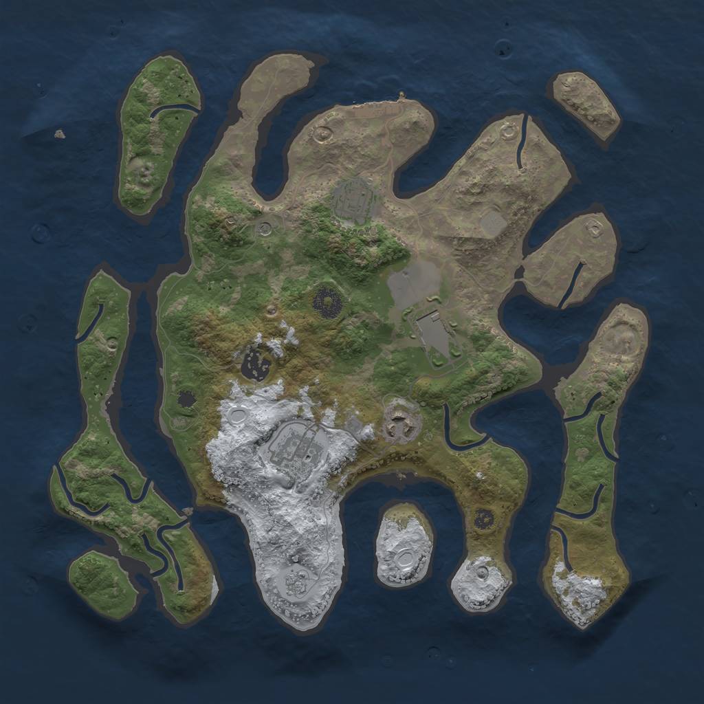 Rust Map: Procedural Map, Size: 3500, Seed: 5029281, 13 Monuments