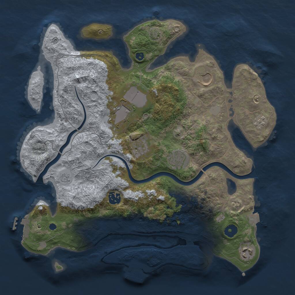 Rust Map: Procedural Map, Size: 3500, Seed: 5725982, 13 Monuments