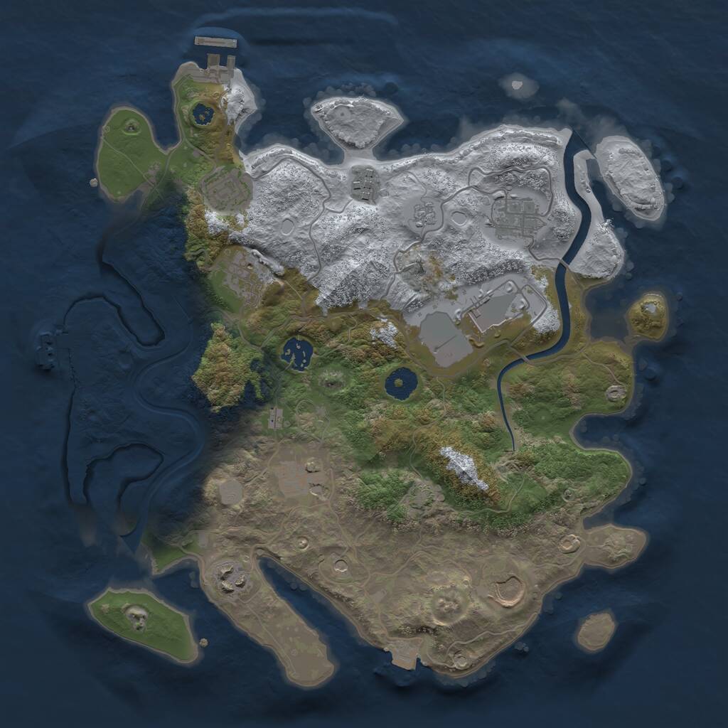 Rust Map: Procedural Map, Size: 3500, Seed: 1592867, 15 Monuments