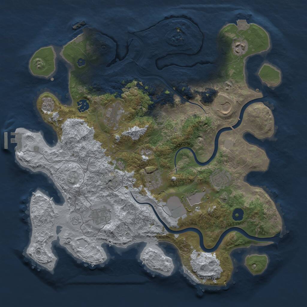 Rust Map: Procedural Map, Size: 3750, Seed: 2107769, 15 Monuments