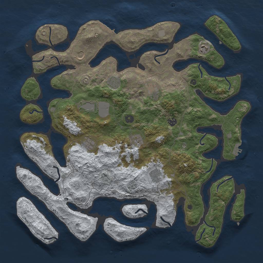 Rust Map: Procedural Map, Size: 4500, Seed: 5382197, 19 Monuments