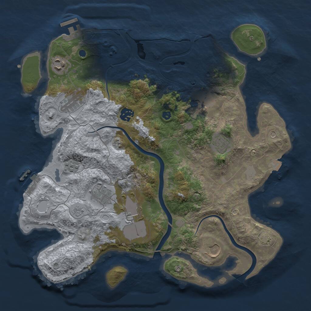 Rust Map: Procedural Map, Size: 3500, Seed: 6175659, 15 Monuments