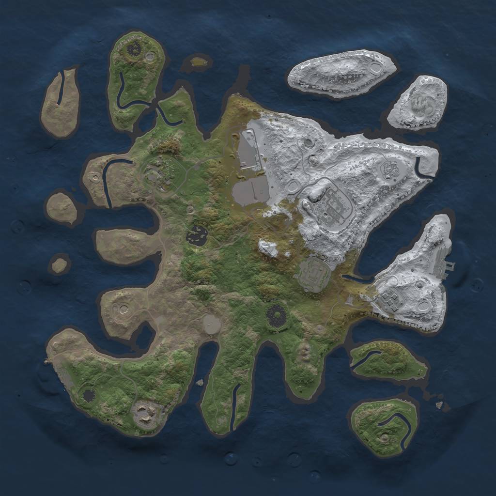 Rust Map: Procedural Map, Size: 3500, Seed: 1954737, 16 Monuments