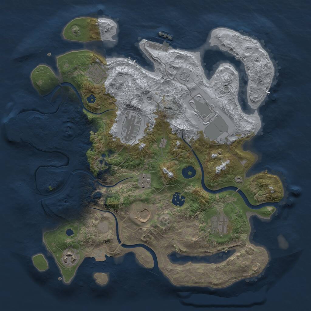 Rust Map: Procedural Map, Size: 3500, Seed: 3467339, 14 Monuments