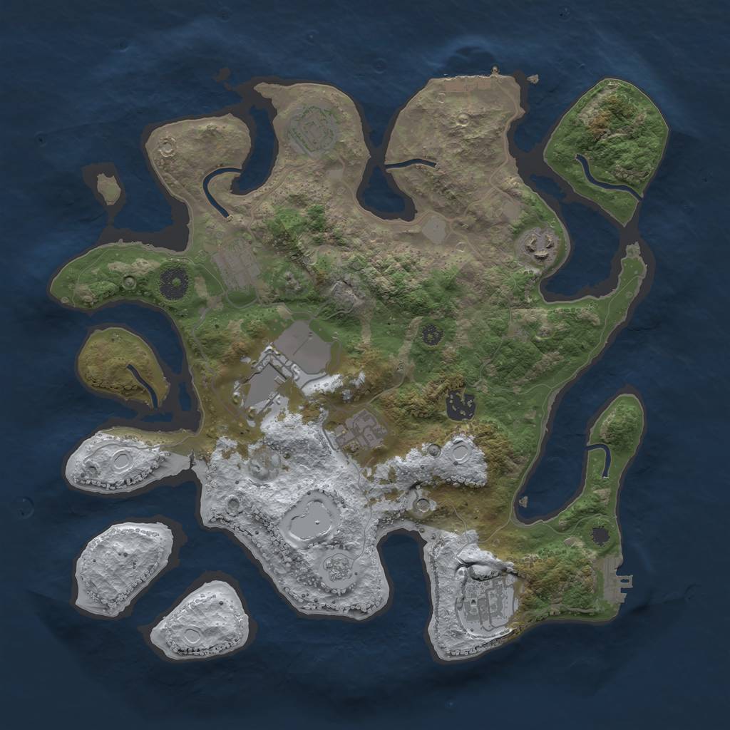 Rust Map: Procedural Map, Size: 3500, Seed: 2843227, 16 Monuments