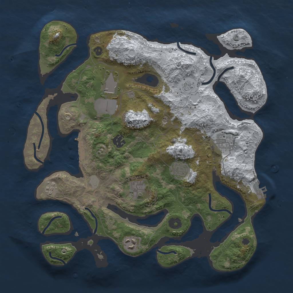 Rust Map: Procedural Map, Size: 3500, Seed: 681334, 16 Monuments