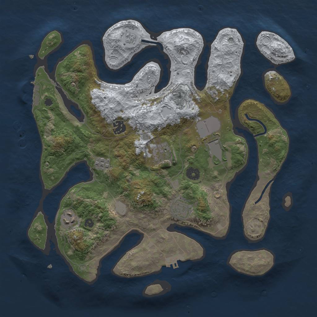 Rust Map: Procedural Map, Size: 3500, Seed: 345317, 14 Monuments